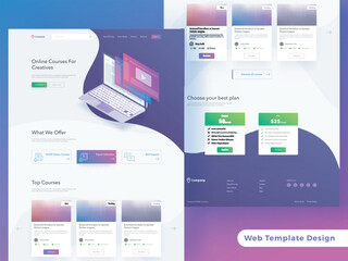 Poster - Online educational course based responsive landing page or hero banner design.