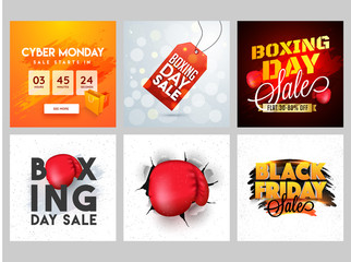 Wall Mural - season or event sale template or banner design in six different styles.