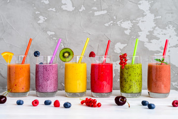 Sticker - smoothies of fresh fruit in a glass, healthy food