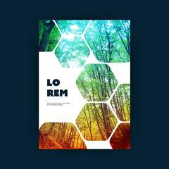 Wall Mural -     Modern Style Tiled Flyer or Cover Design for Your Business with Forest Image - Applicable for Reports, Presentations, Placards, Posters, Travel Guides 
