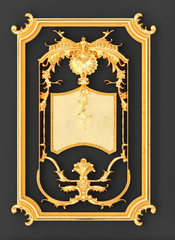 Wall Mural - Stucco decoration, gold cartouche