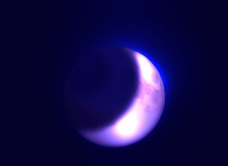 Ombre sur la lune dans un ciel bleu