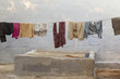Clothes line with clothings in a typical indian house