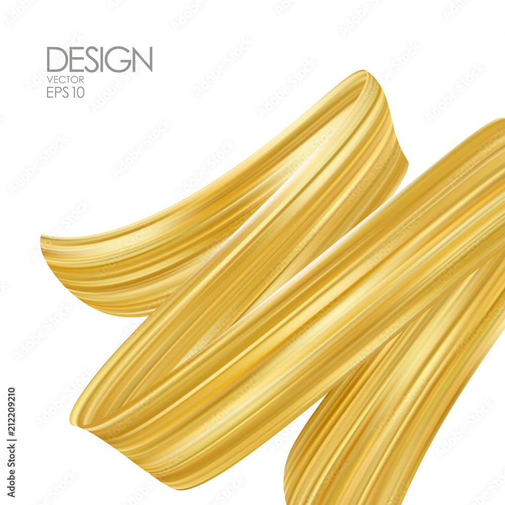 Vector illustration: 3d realistic brush stroke of Gold with Golden ...
