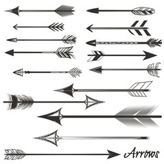 Poster - Big set of vector tribal arrows for design