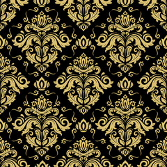  Orient classic pattern. Seamless abstract background with repeating elements. Orient black and golden background