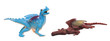 Toy dragons on white isolated background