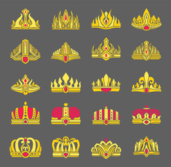 Wall Mural - Gold Crowns Inlaid with Rubies for Royalty Set