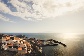 Aerial view at los Gigantes port.