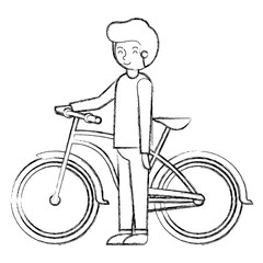 Canvas Print - young man with bicycle avatar character vector illustration design