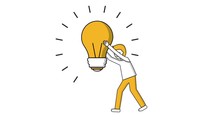 Man Holding Big Bulb Light Creativity Idea Illustration