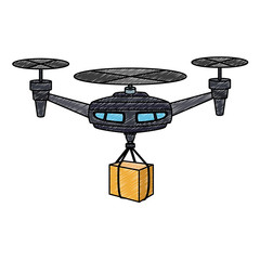 Drone with box vector illustration graphic design