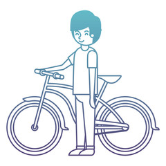 Canvas Print - young man with bicycle avatar character vector illustration design