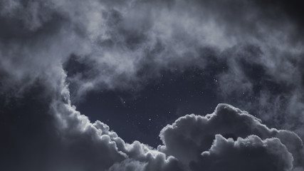 Wall Mural - cloudy night skly with stars