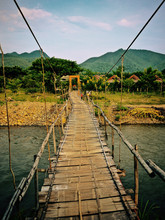 Bamboo Bridge Over The River Pai