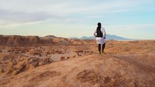 Man Jogging To Desert Overook