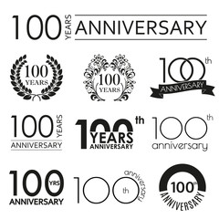 100 years anniversary icon set. 100th anniversary celebration logo. design elements for birthday, in