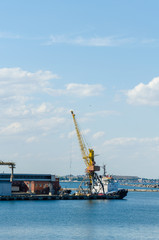 Seascape with Odesa port in the summer season