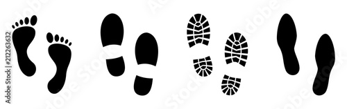 Fotografía Different human footprints. Vector