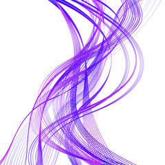 Wall Mural - Abstract Purple Waves and Violet Bands Isolated on White Background. Vector Illustration