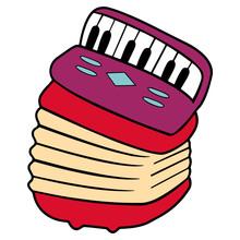 Accordion Cartoon Illustration Isolated On White Background For Children Color Book