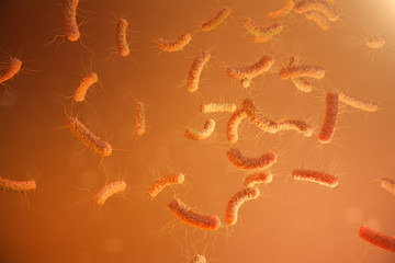 Wall Mural - 3d illustration viruses, bacteria, cell infected organism, decreased immunity. virus abstract backgr