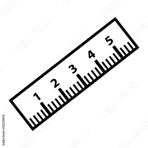 Minimalist, flat ruler icon. Line art icon. Black, isolated on white ...