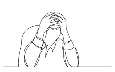 Wall Mural - continuous line drawing of man in depression