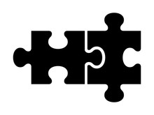 Two Pieces Of Jigsaw Puzzle Or Autism Puzzle Piece Symbol Flat Vector Icon For Apps And Websites