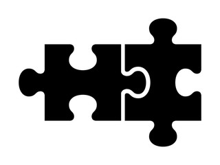 two pieces of jigsaw puzzle or autism puzzle piece symbol flat vector icon for apps and websites
