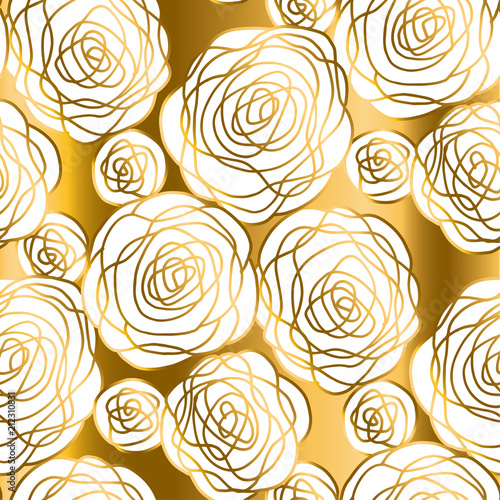 abstract gold and white ros...