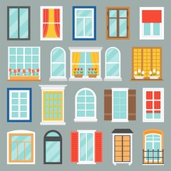 Window and frame in various design, flat design