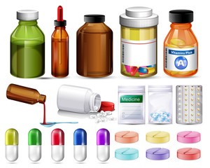 Poster - Set of pills and medicine containers