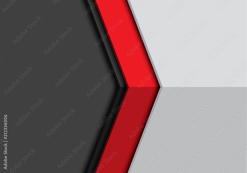 Abstract red arrow direction on grey blank space design modern ...