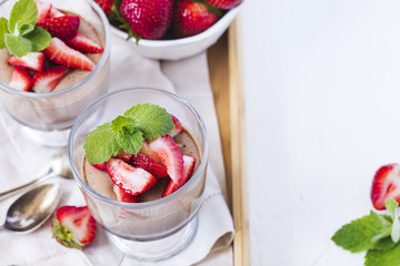 Sticker - Chocolate Panna Cotta with strawberries