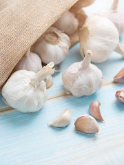 Sticker - Fresh garlic on blue wooden table