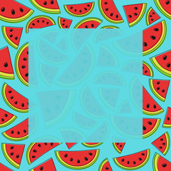 Naklejka na meble Summer background with watermelons and copyspace. Vector.
