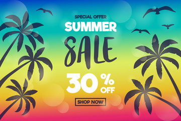 Wall Mural - Special offer - discounts for Summer Sale. Colourful poster. Vector.