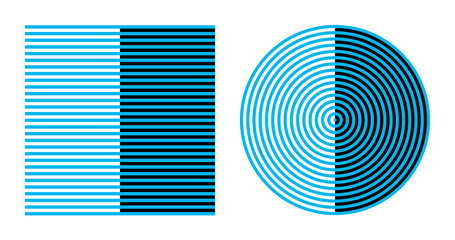 Wall Mural - bezold effect on square and circle optical illusion. color combined with white appears lighter and d