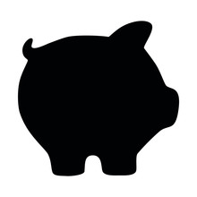 A Black And White Silhouette Of A Cute Little Piggy Bank