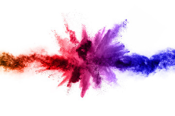 Wall Mural - abstract powder splatted background. colorful powder explosion on white background. colored cloud. c