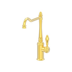 Wall Mural - 3D illustration isolated yellow gold vintage old faucet on a white background