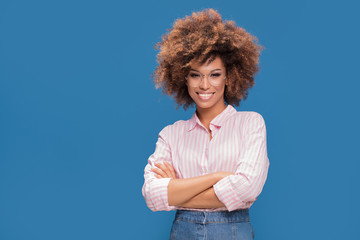 Wall Mural - Portrait of afro girl in eyeglasses.