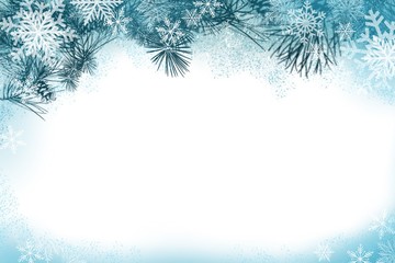natural pine bough winter or summer border in greens, and blues decorative border frame design for i