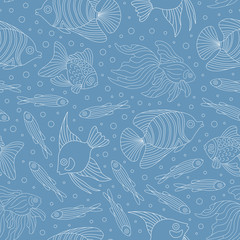 Wall Mural - Seamless pattern with fish.