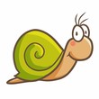 Cute and funny green snail smiling - vector.