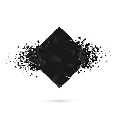 Wall Mural - cube destruction. squared black banner with space for text. abstract shape explosion. vector illustr