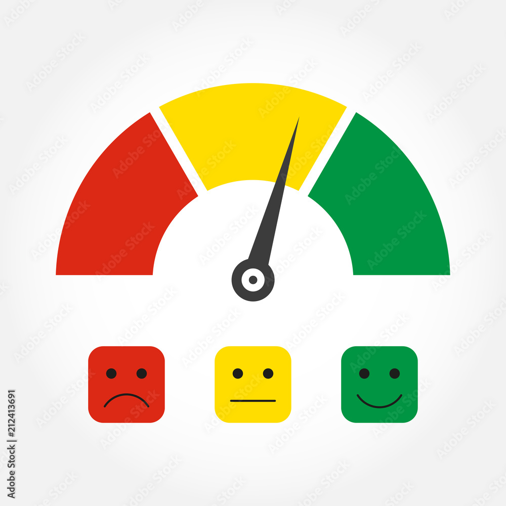 Emotions scale or gauge icon. Customer satisfaction meter. Client ...