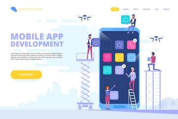 Wall Mural - Mobile app development concept banner