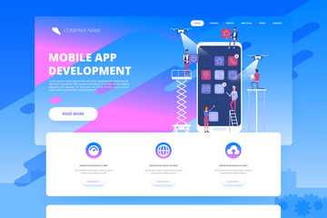 Wall Mural - mobile app development concept banner